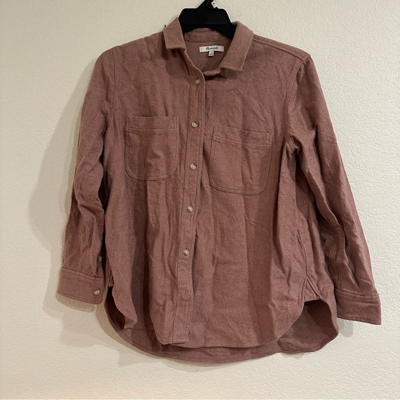 Madewell Tops - Madewell Boyfriend Button Down Flannel, Dusty Pink, Size Small